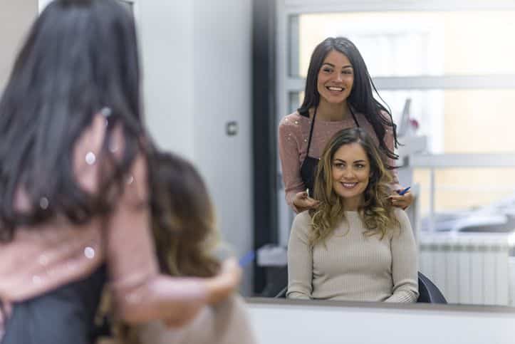 Hairstylist and client