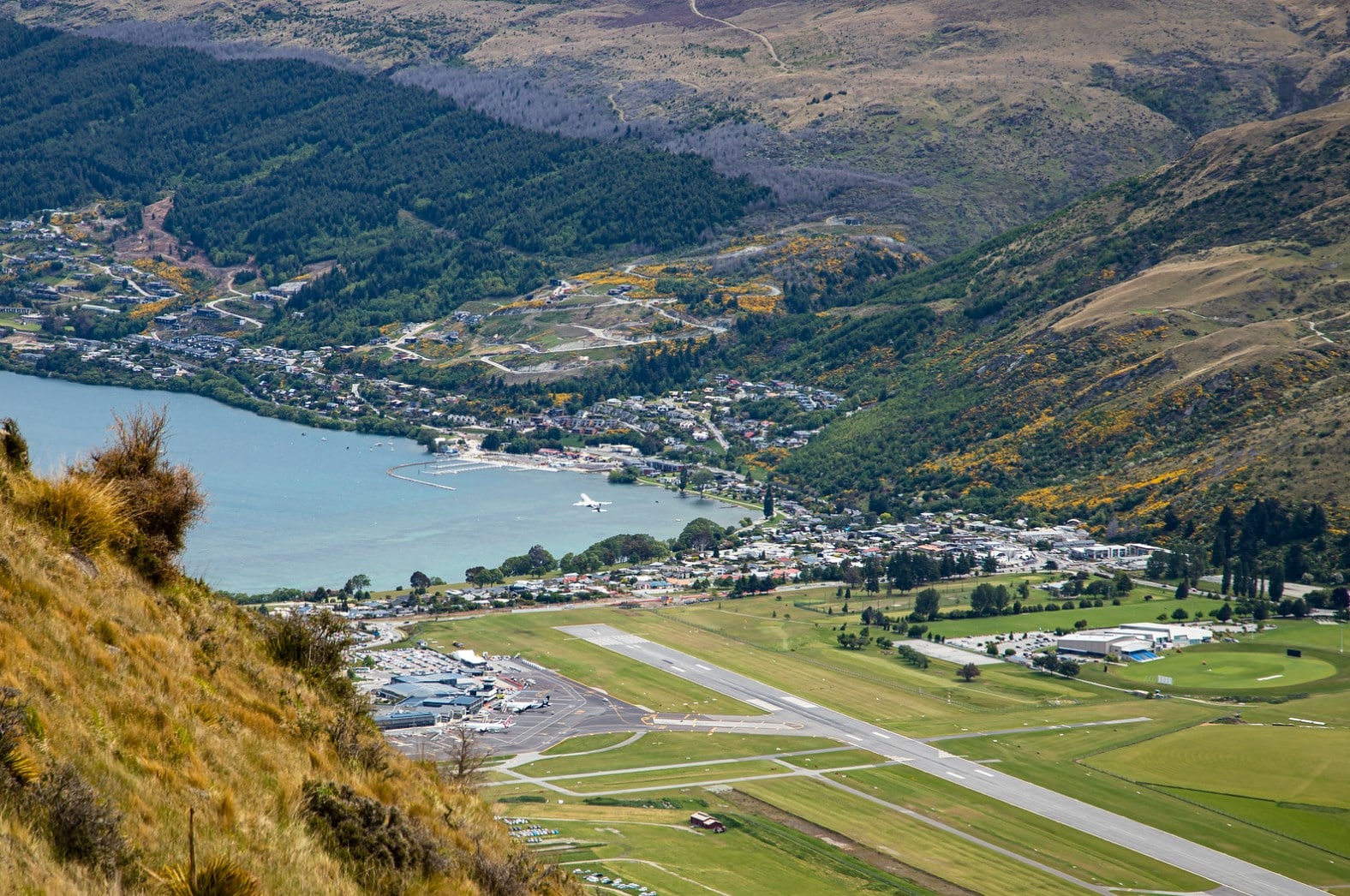 Scenic approach from Australia's Queenstown Airport