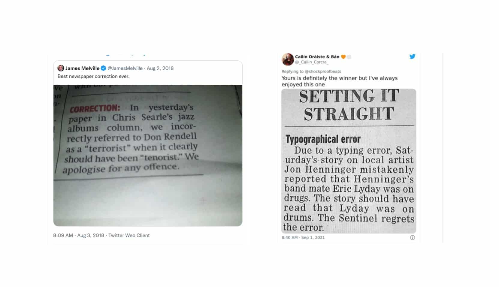 Newspaper corrections