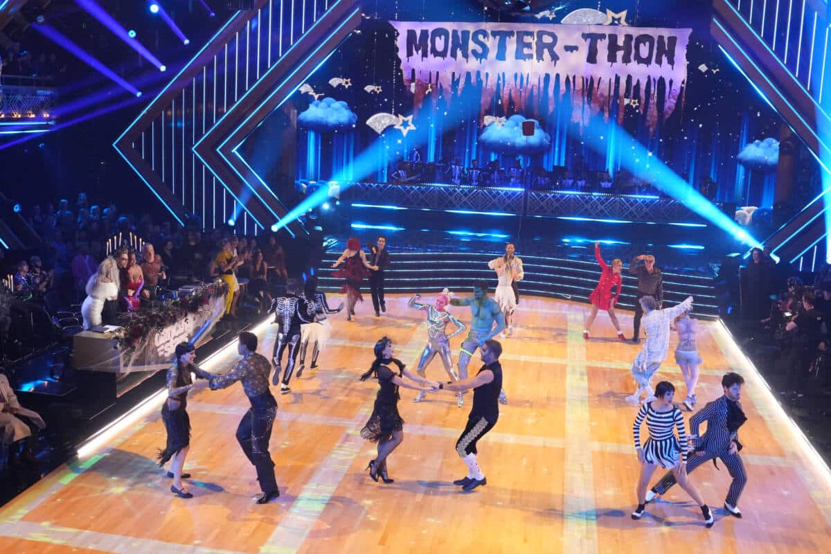 Couples dance on Dancing with the Stars stage