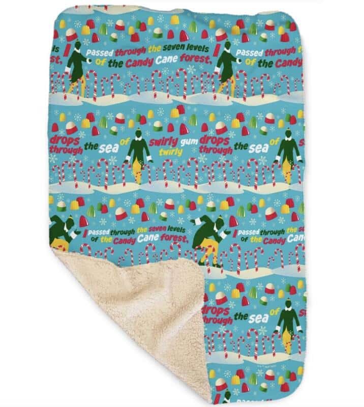 ELF THE MOVIE CANDY CANE FOREST SHERPA BLANKET