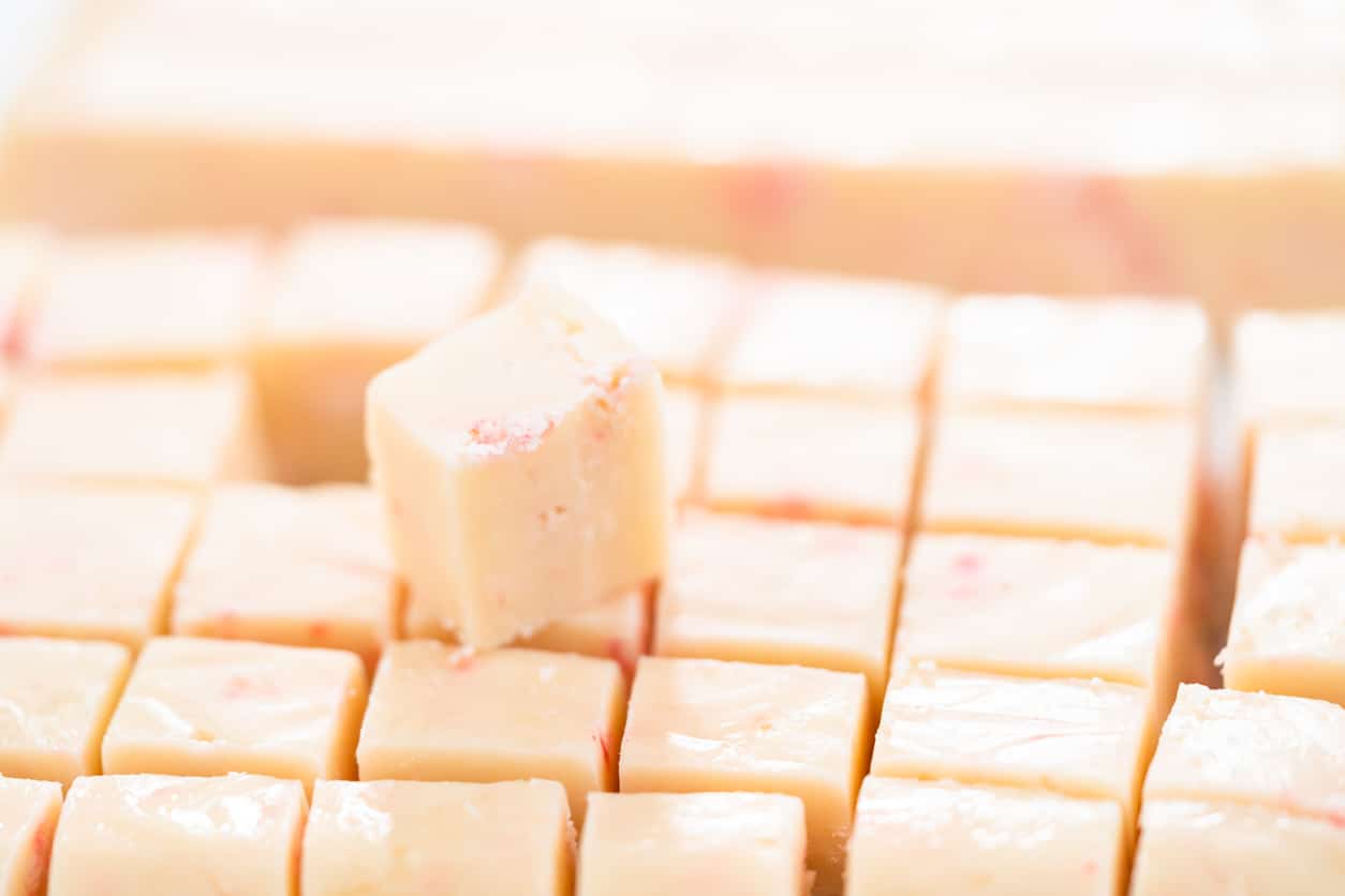White Christmas eggnog fudge