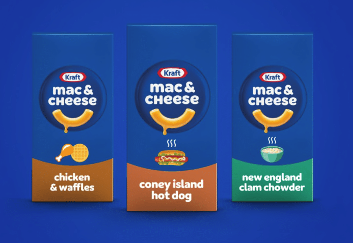 Kraft Mac and Cheese boxes with different flavors