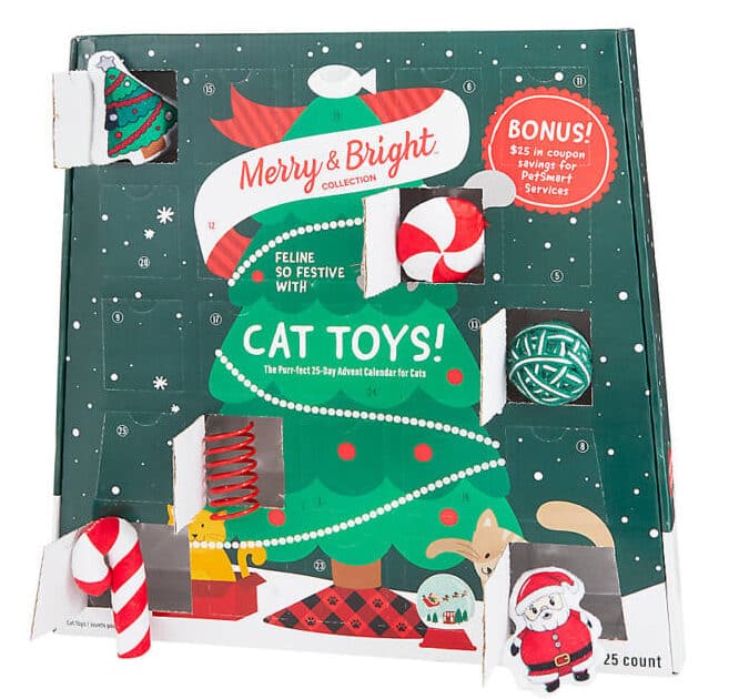 Merry & Bright Holiday Cat Advent Calendar with 25 Holiday-Themed Cat Toys