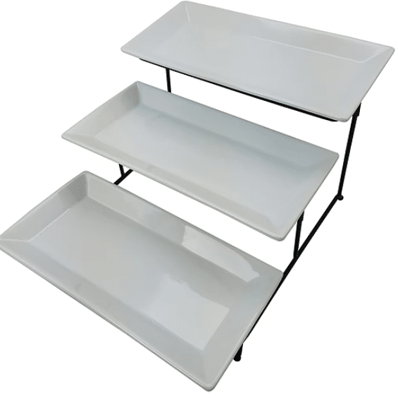 Gibson Elite Gracious Dining 3-Tier Plate Set with Metal Stand
