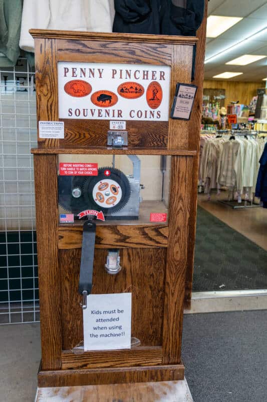 Penny presser is a machine that makes pressed pennies for souvenirs