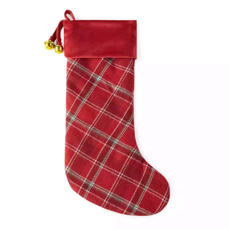 North Pole Trading Co. Red Tartan Plaid Christmas Stocking