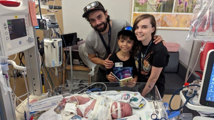 NICU baby and family