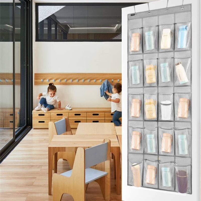 Over the door water bottle storage compartment