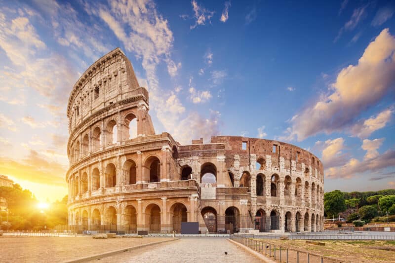 An image of the Colesseum at sunset