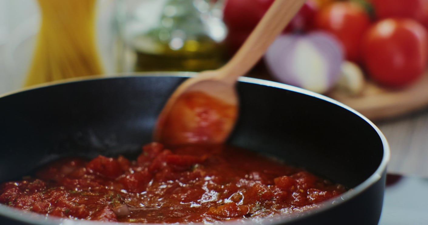 cooking red sauce with secret ingredient