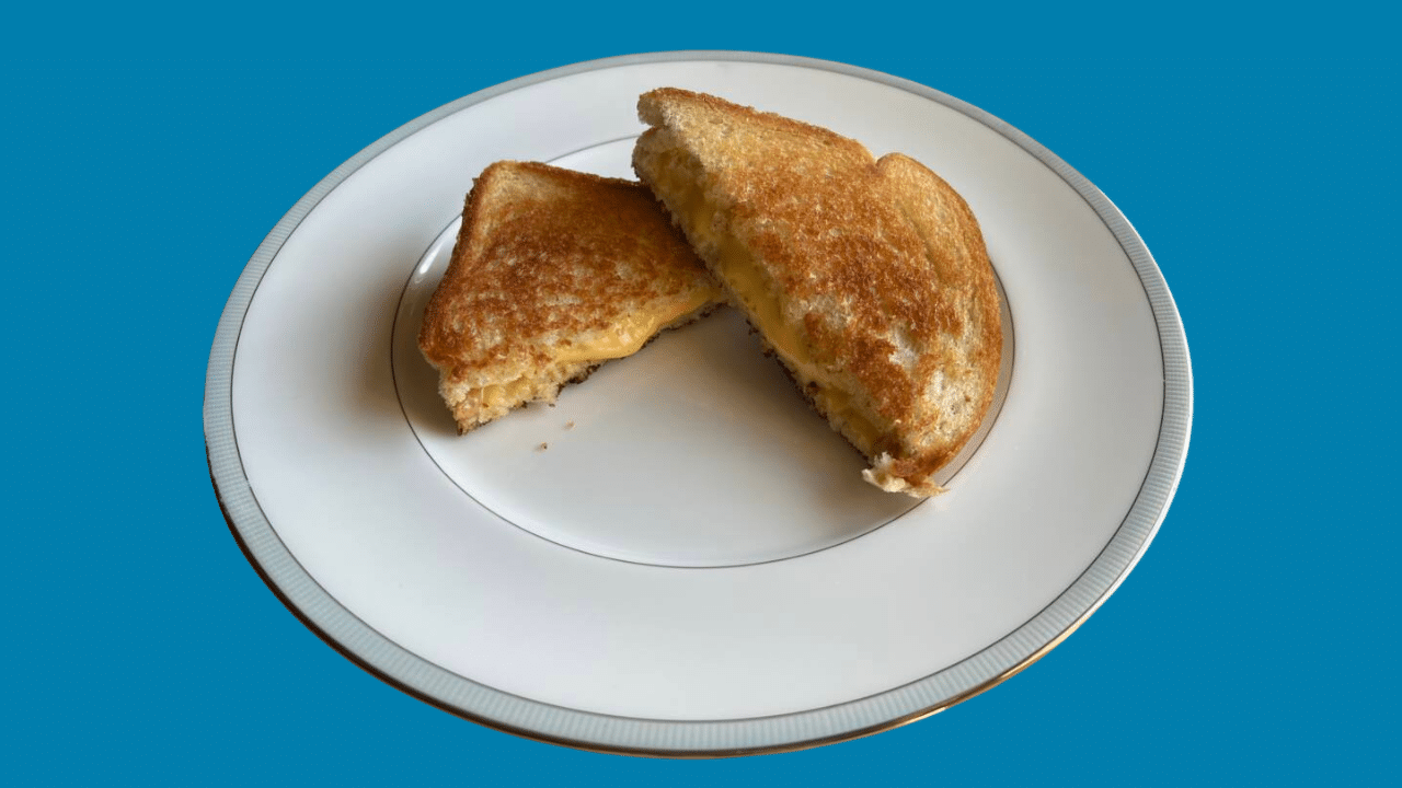 Grilled cheese sandwich cooked in coconut oil