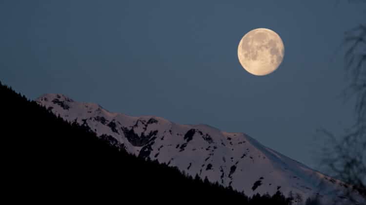 Full moon over mountain