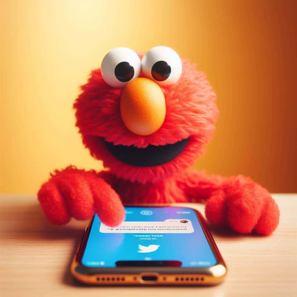 elmo on twitter tweeting