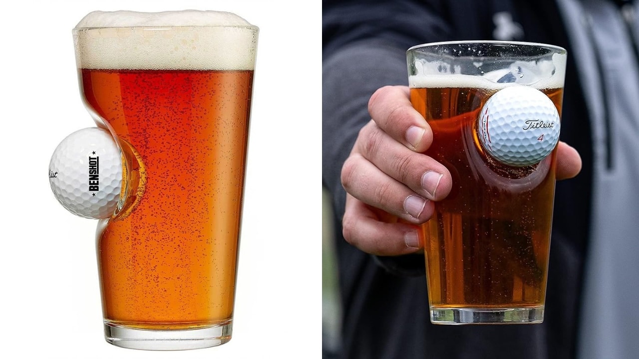 BenShot Pint Glass with Real Golf Ball