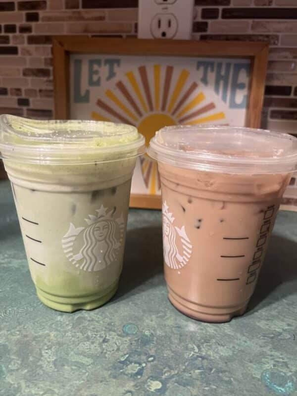 Starbucks new Iced Lavender Cream Oatmilk Matcha and Iced Lavender Oatmilk Latte