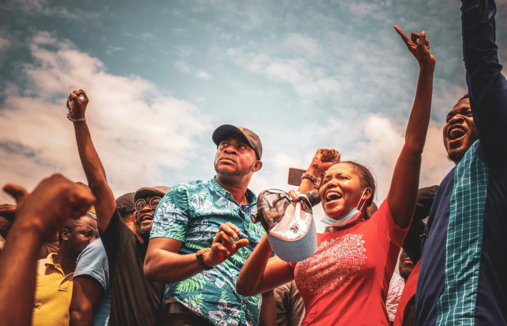 people cheering
