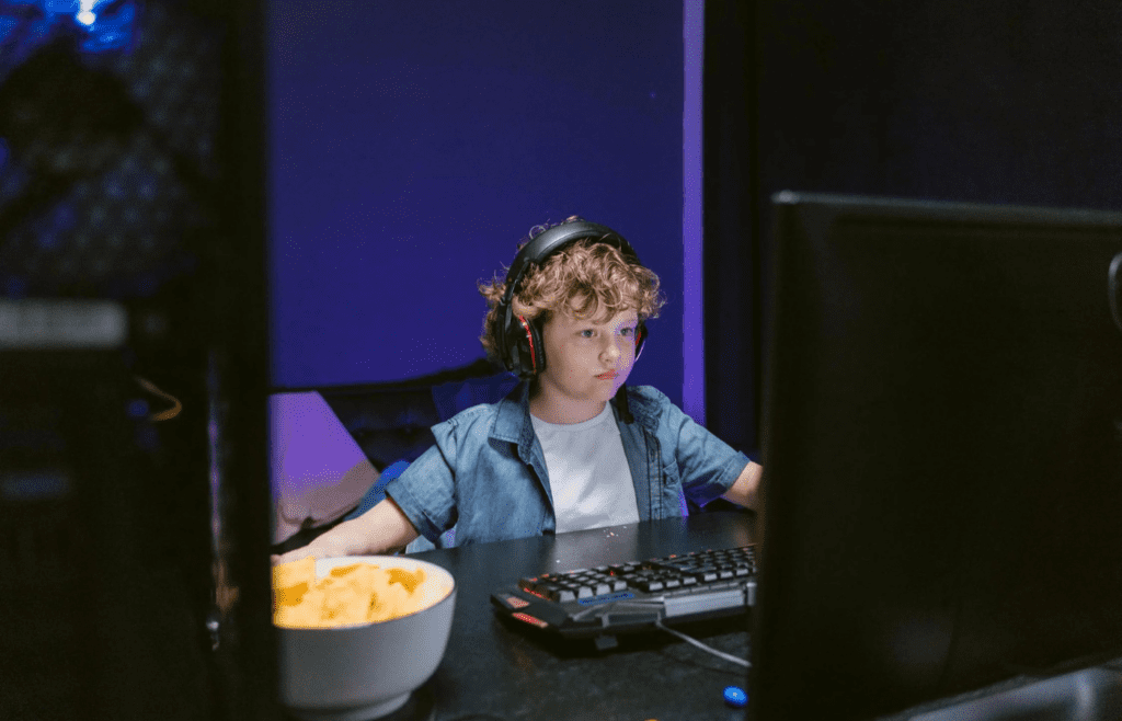 kid with headphones