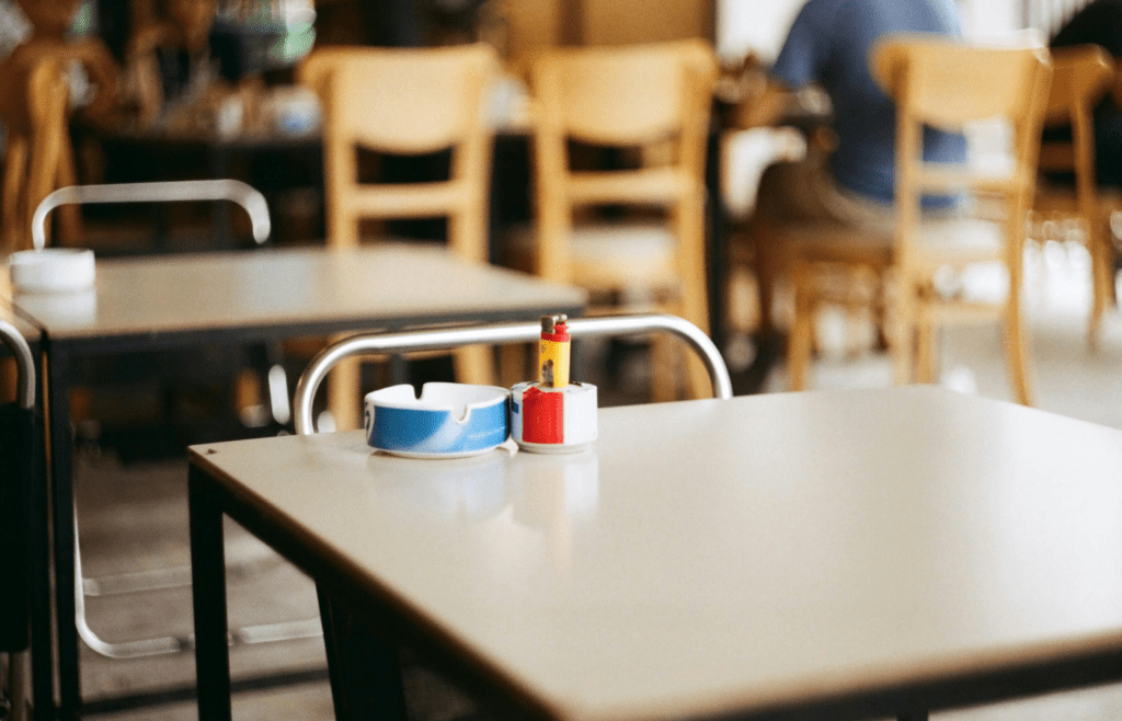classroom with ashtray