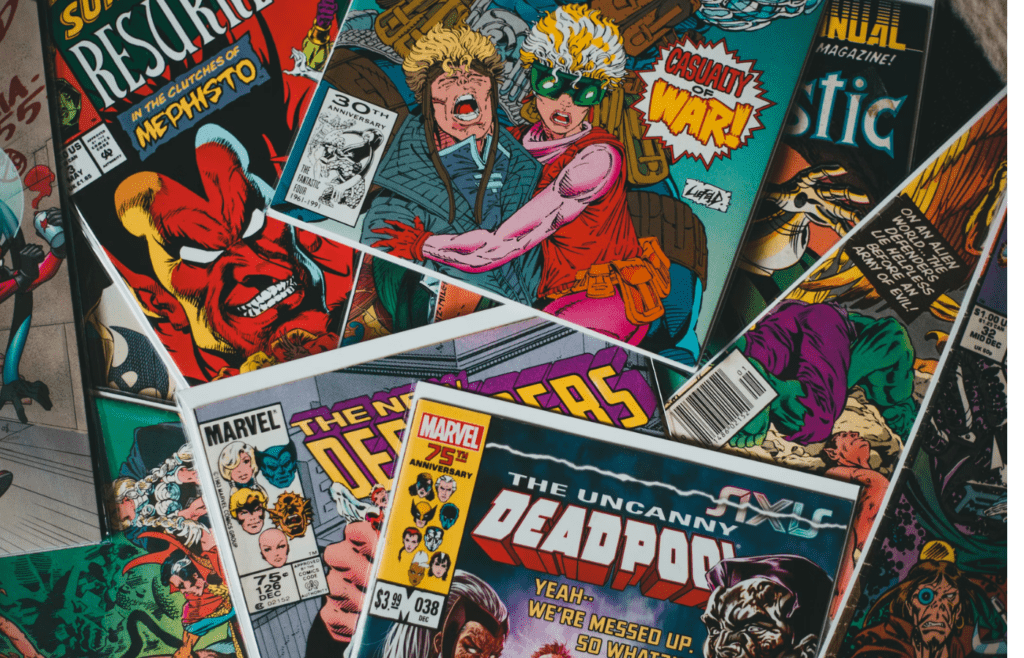stack of comic books