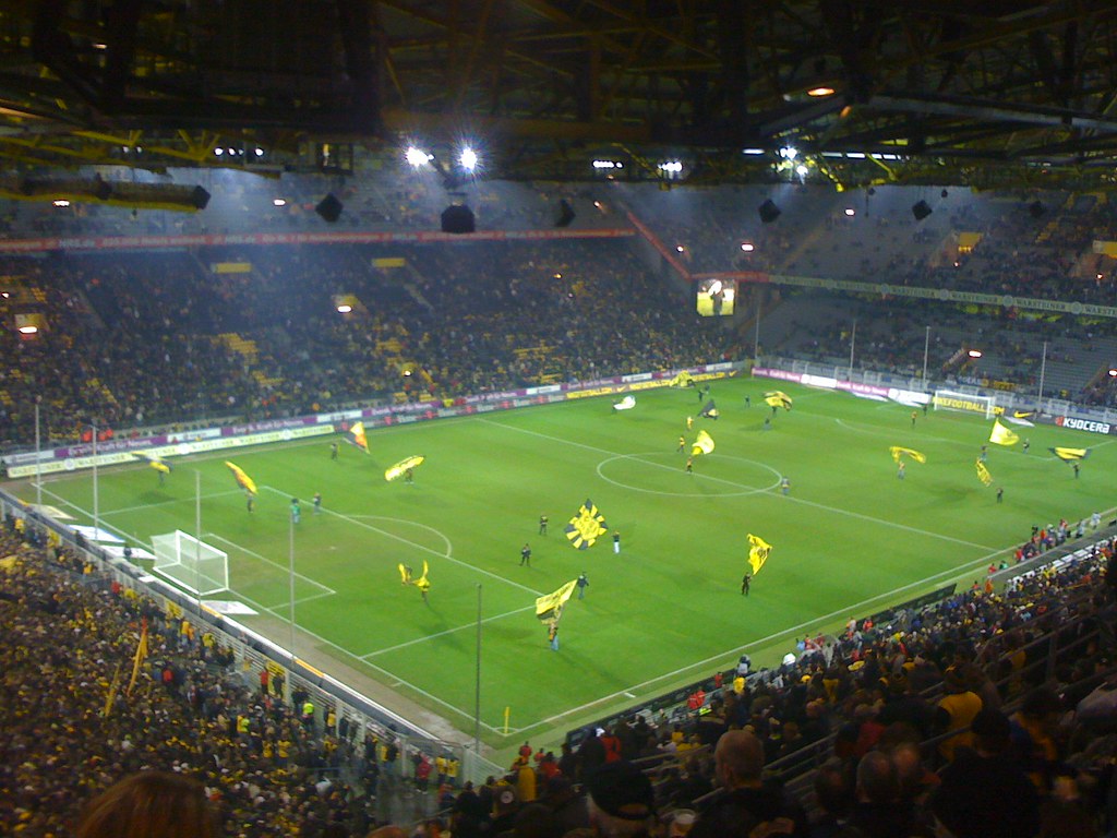 Signal Iduna Park in Dortmund with passionate soccer fans