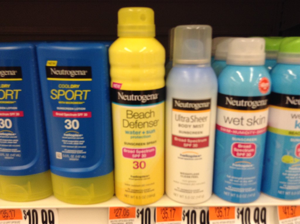 An assortment of sunscreen bottles for different types of skin.