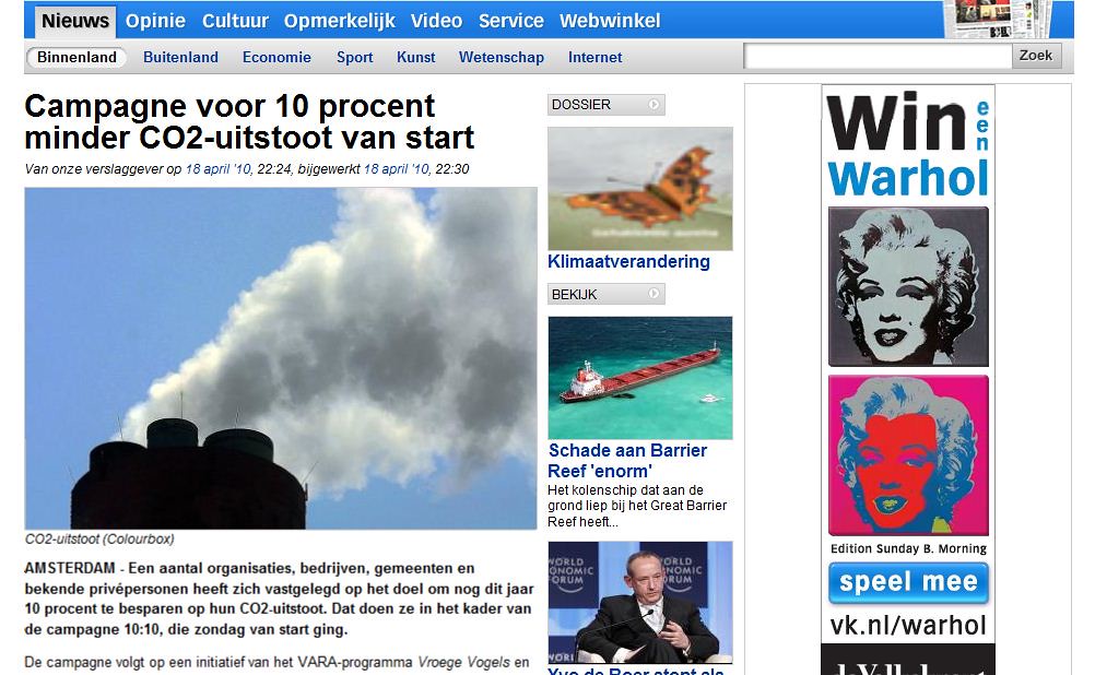 De Volkskrant - Dutch online article featuring 10:10