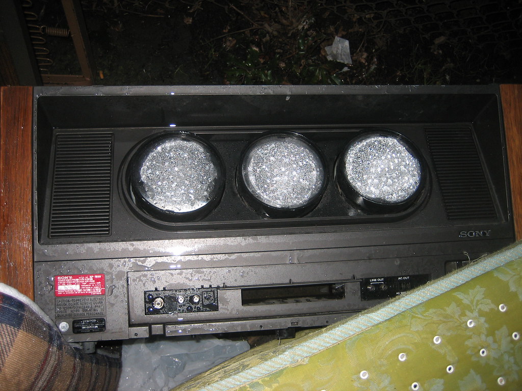 A large old CRT projector