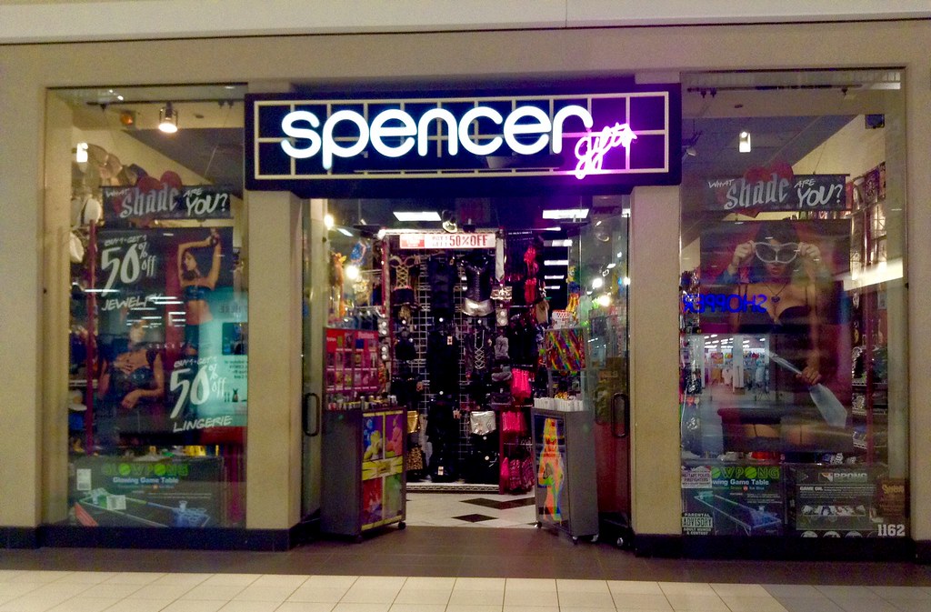 Spencer gifts storefront inside the mall