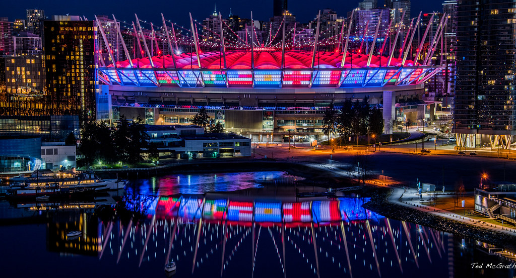 Interior of the BC Place stadium in Vancouver, Canada