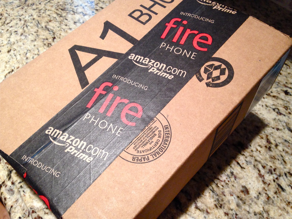 Amazon Fire Phone smartphone inside its box