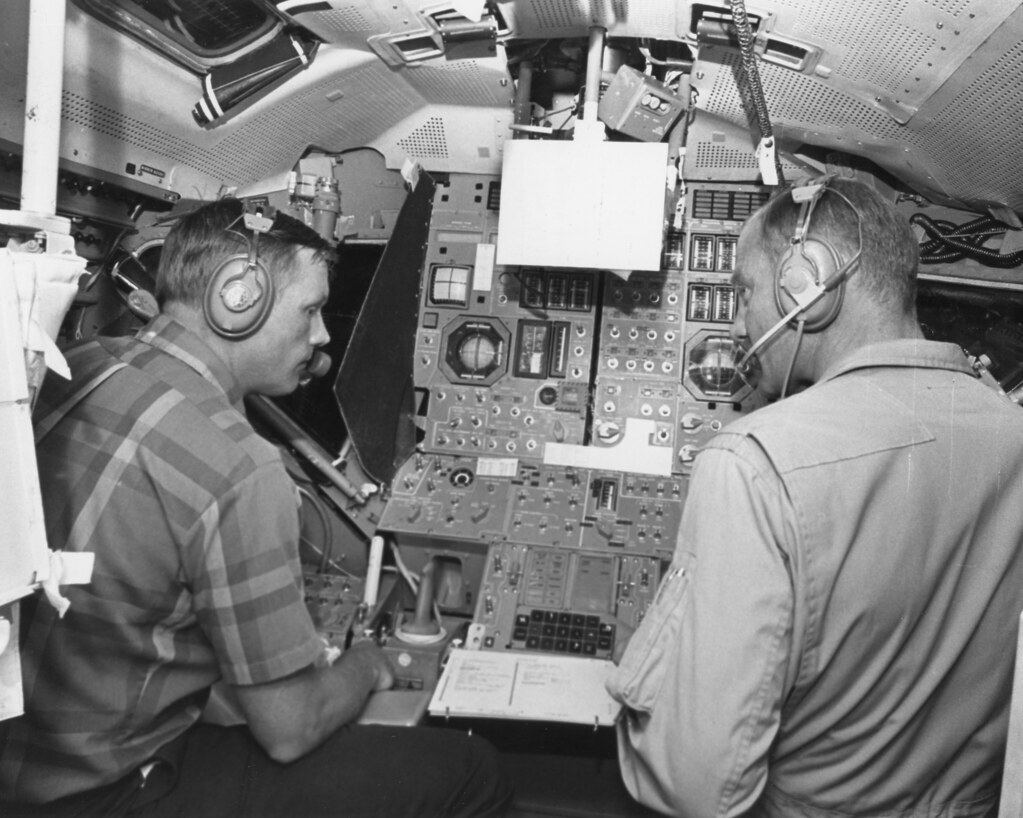 Armstrong and Aldrin during Apollo 11 landing rehearsal