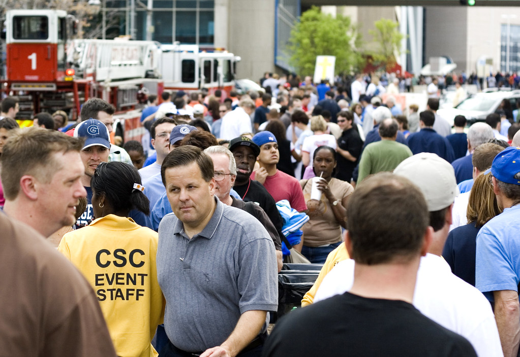 Crowd of fans at Centennial Olympic Park