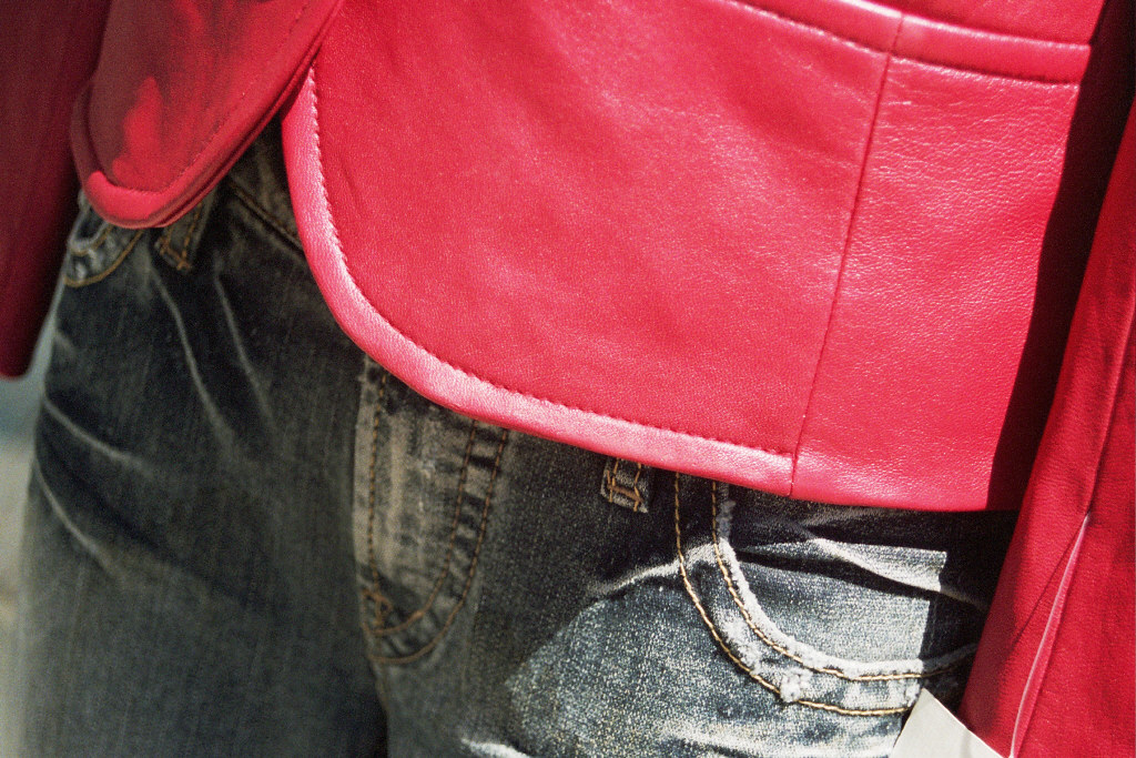 red leather jacket