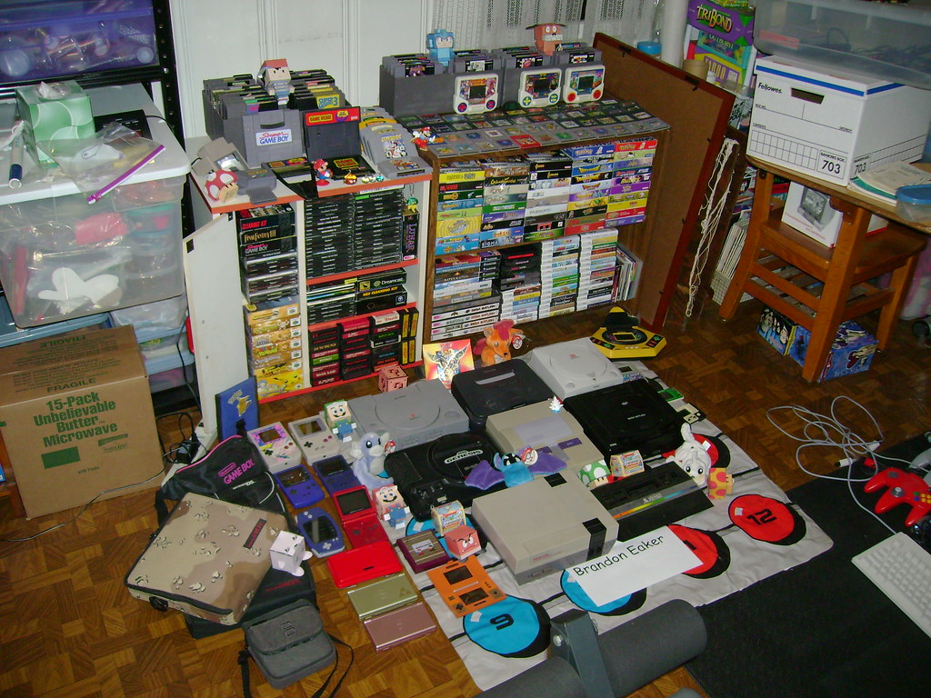 Massive collection of video games on shelves