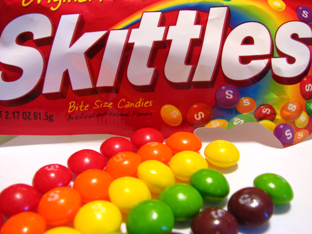 Skittles colorful candy and packaging