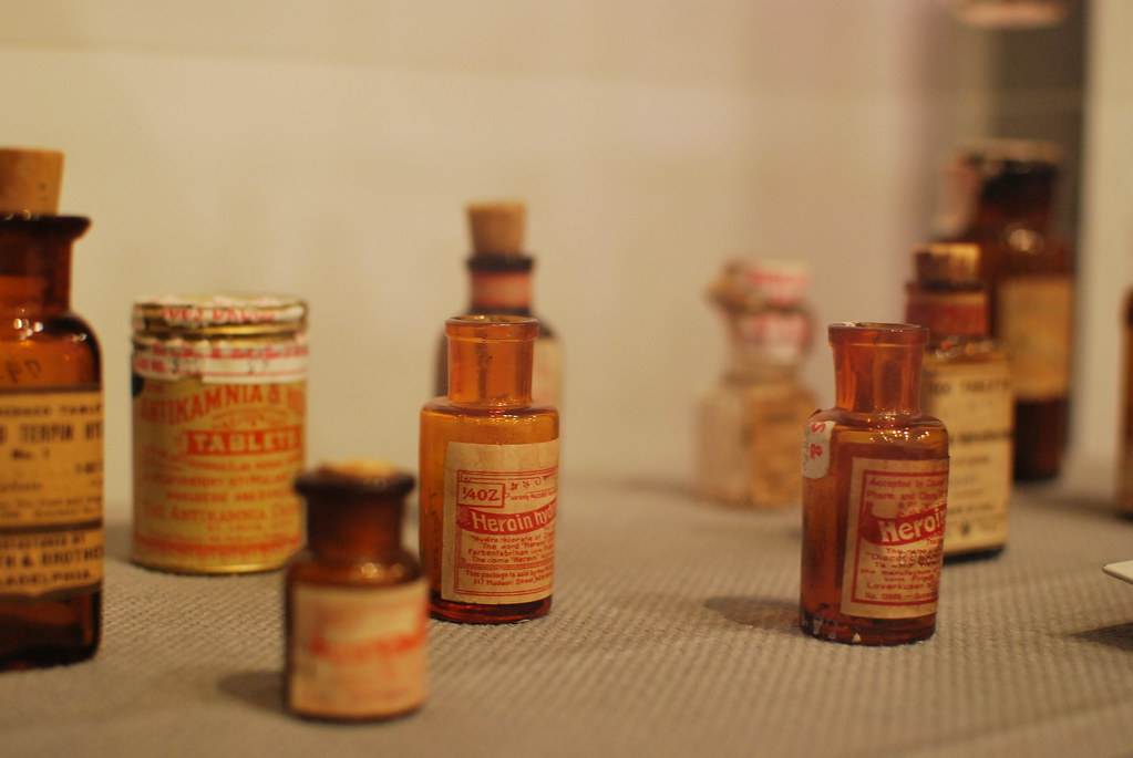 Vintage Heroin Bottles used for medicine